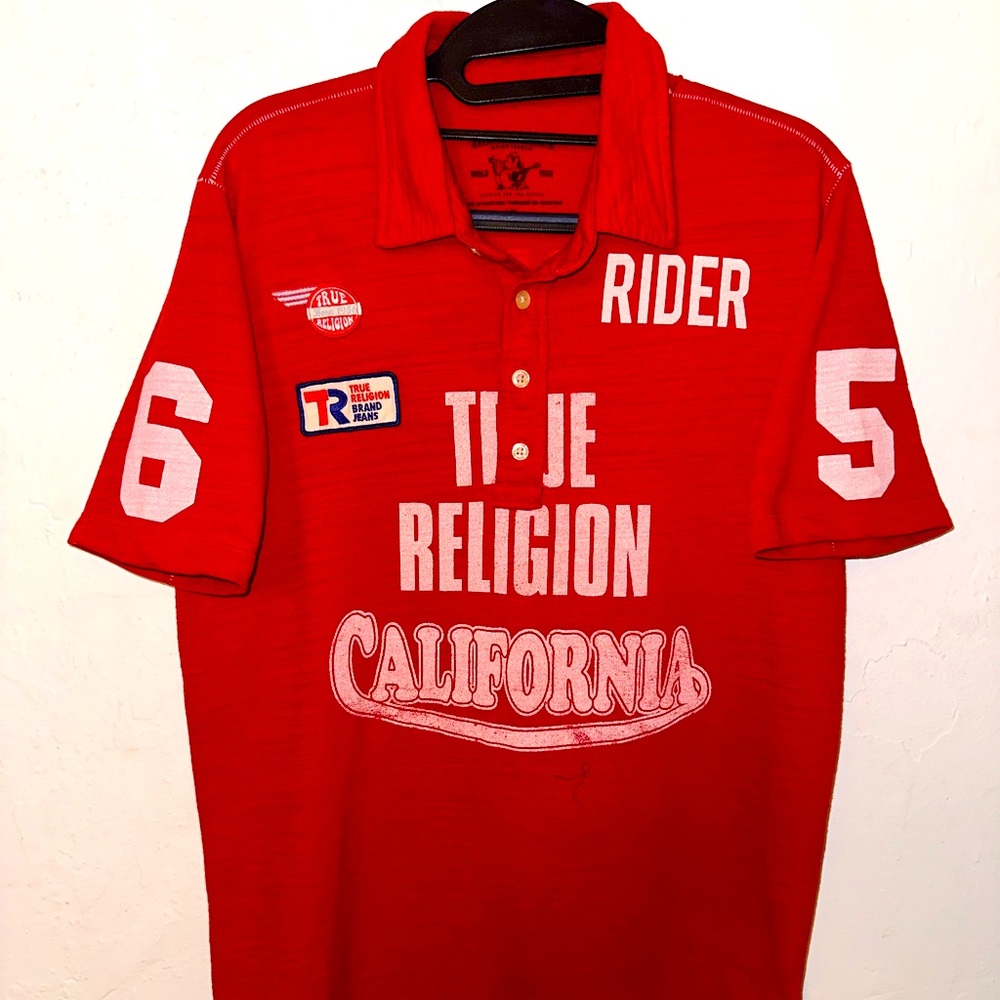 True Religion red Polo T shirt